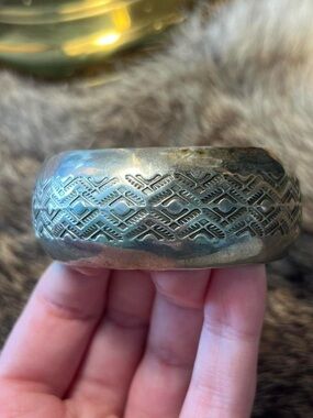Vintage coin/ingot silver Native American stamped cuff bracelet